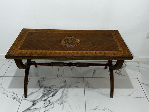 Antico tavolo legno intarsiato - antico,